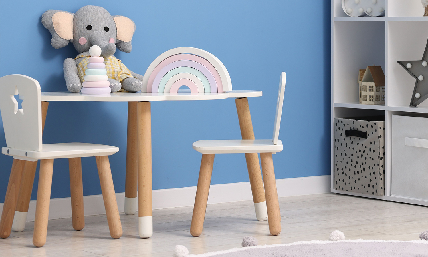 Fondo acabado blanco o colores pastel a base de agua para muebles infantiles
